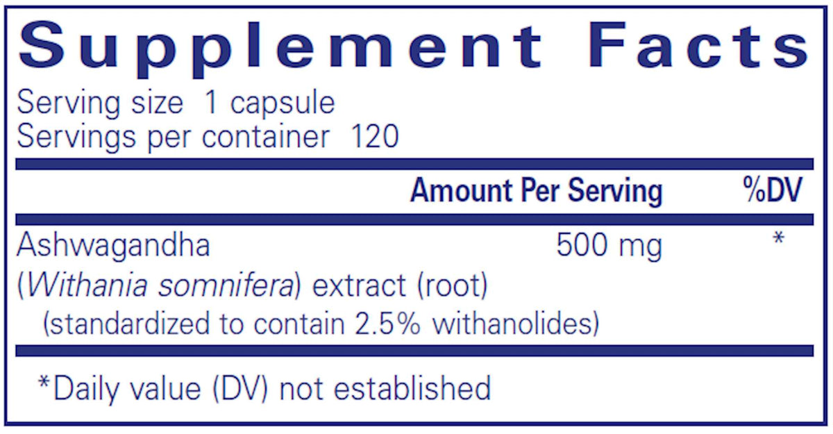 Pure Encapsulations Ashwagandha 500mg (120), image 2 of 2