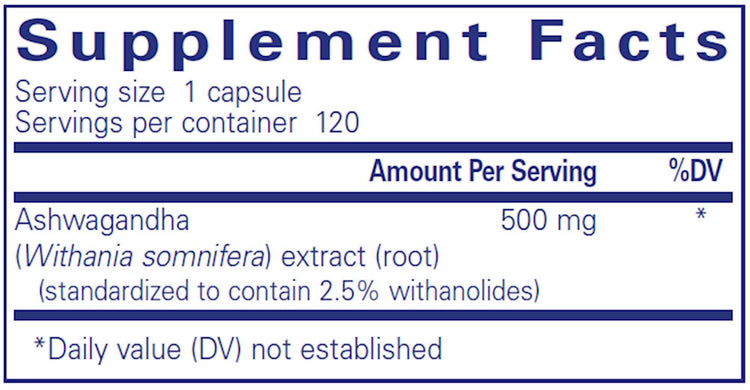 Pure Encapsulations Ashwagandha 500mg (120), image 2 of 2