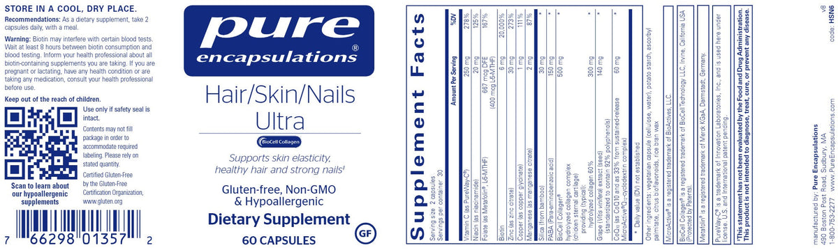 Pure Encapsulations Hair/Skin/Nails Ultra (60), image 2 of 3