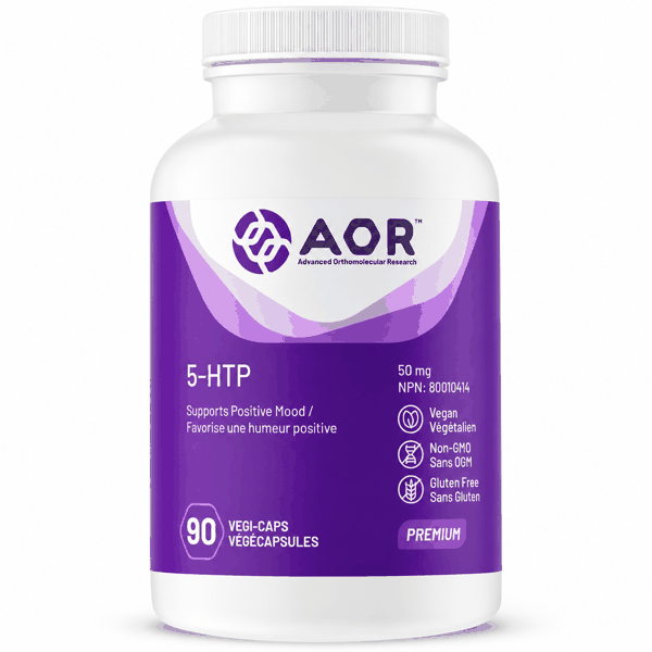 AOR 5-HTP 50 mg, 90 vegi-caps bottle