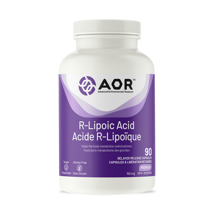 AOR R-Lipoic Acid (90), product packaging.