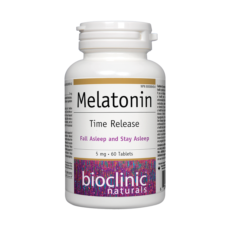 Bioclinic Naturals Melatonin 5mg TR (60), product packaging.