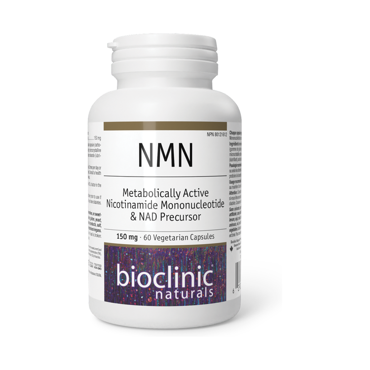Bioclinic Naturals NMN 150mg, product packaging.