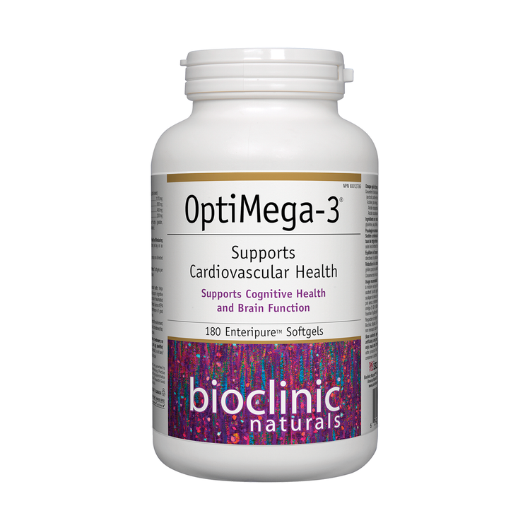 Bioclinic Naturals OptiMega-3, product packaging.