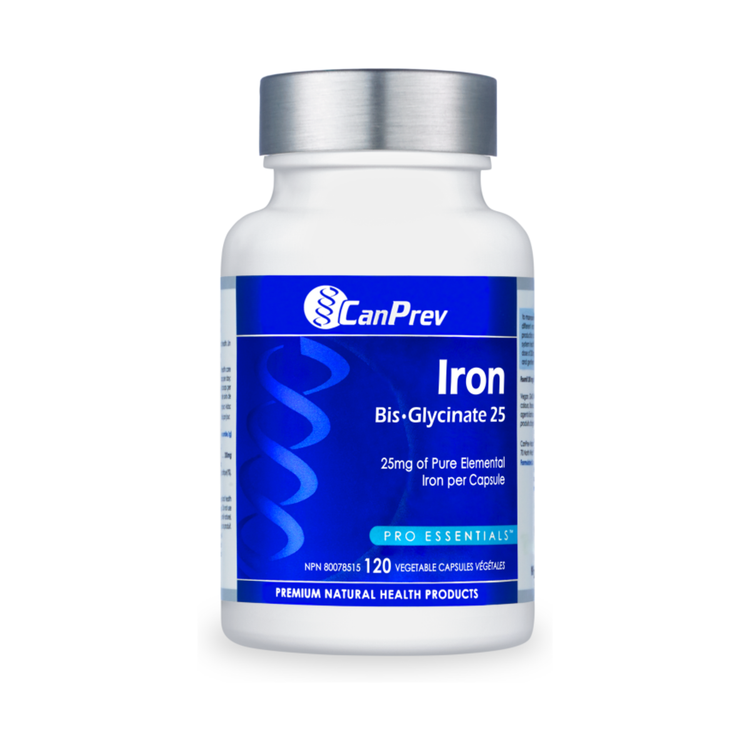 CanPrev Iron Bis-Glycinate 25, product packaging.