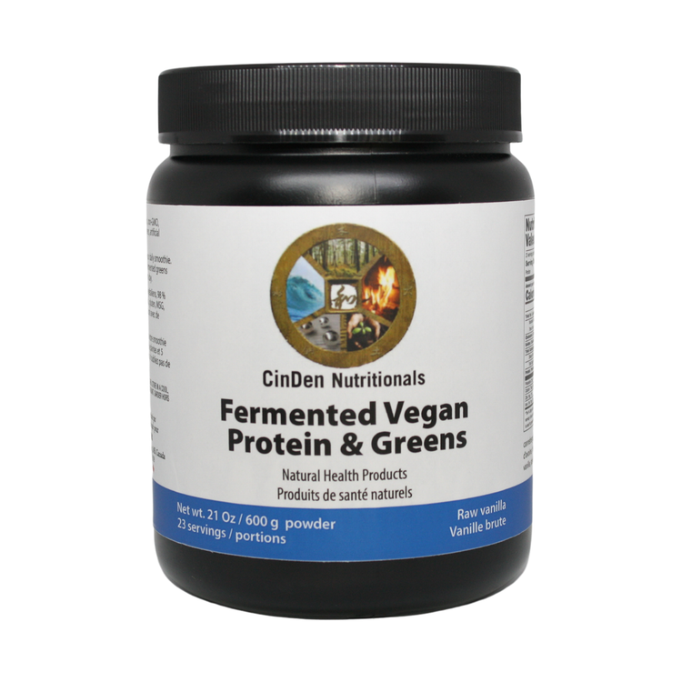 Cinden Fermented Vegan Protein & Greens (600g), product packaging.