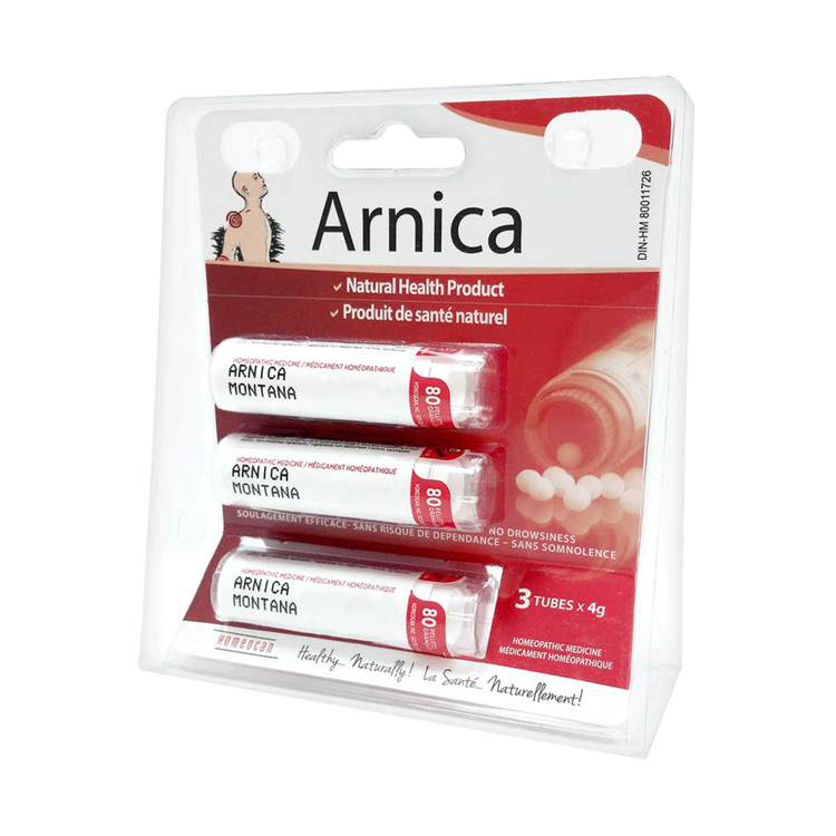 Homeocan Arnica 30C Pellets, product packaging.