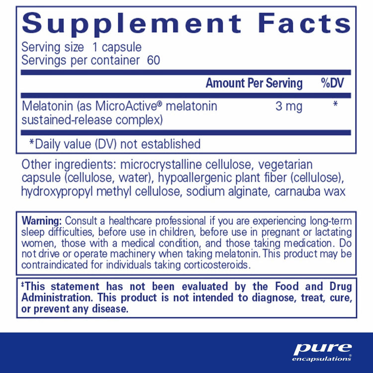 Pure Encapsulations Melatonin SR 3mg (60), image 2 of 2