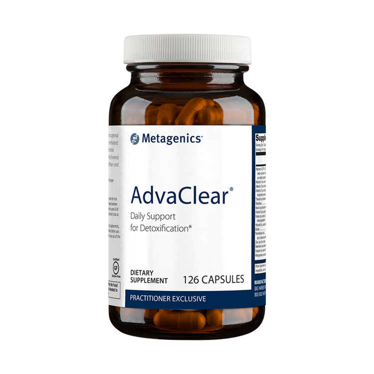 Metagenics AdvaClear, product packaging.