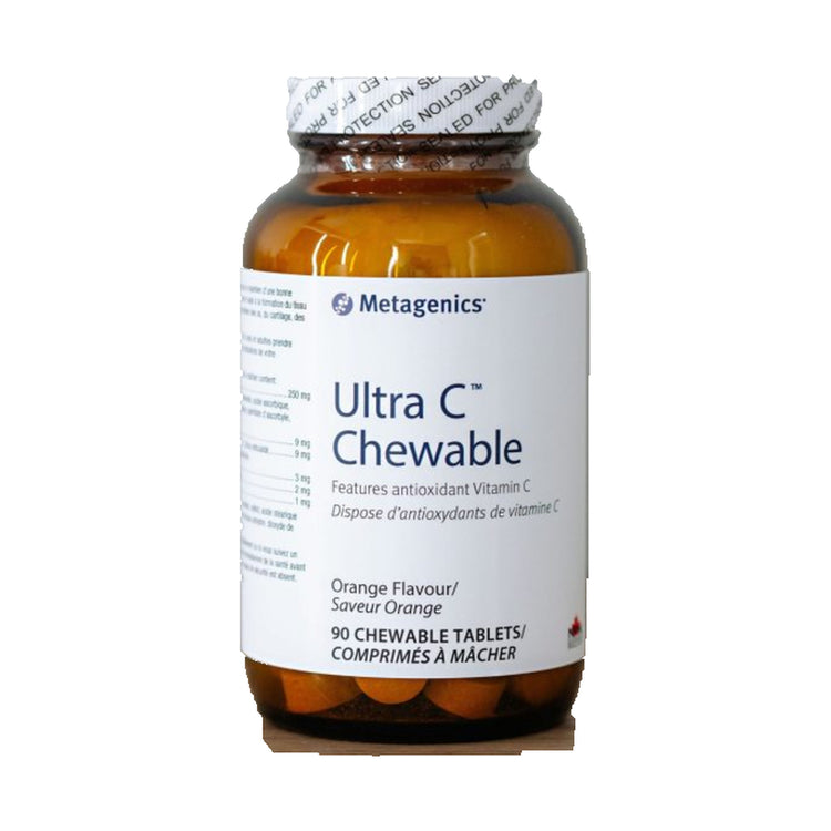 Metagenics Ultra C Chewable, product bottle on a white background.