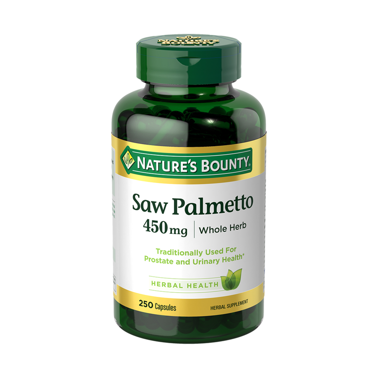 Nature's Bounty Saw Palmetto 450MG, product packaging.