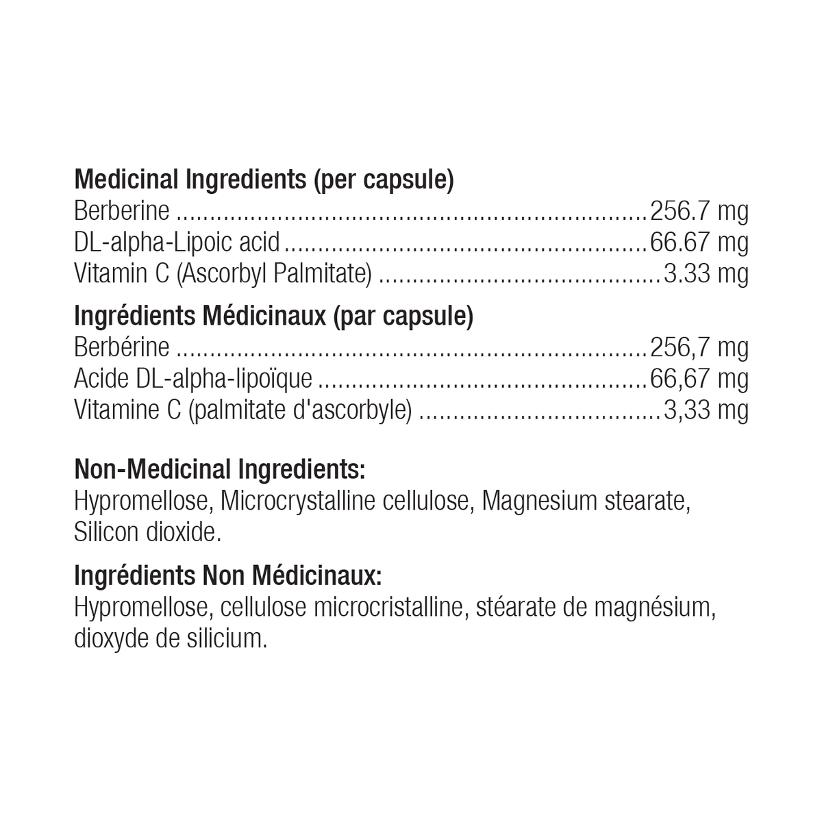 Orthomolecular CM Core (90), ingredient information label.