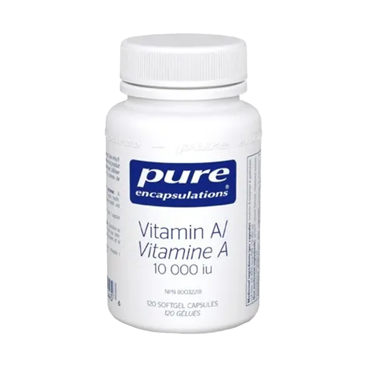 Pure Encapsulations Vitamin A 10000iu, product packaging.