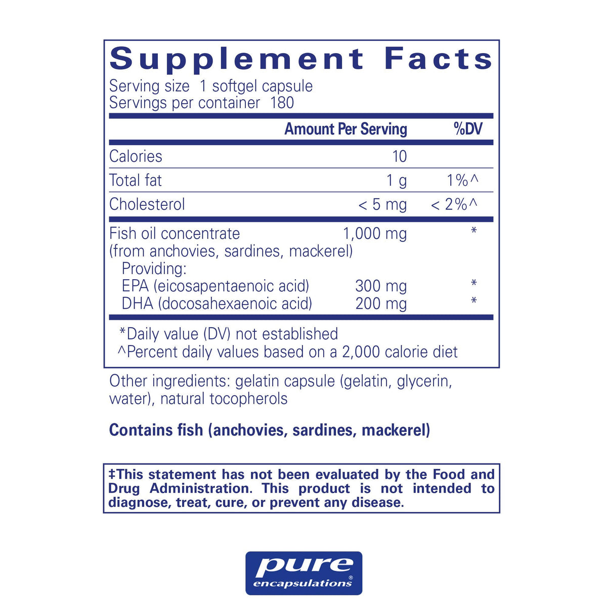 Pure Encapsulations EPA/DHA Essentials (180), image 2 of 2