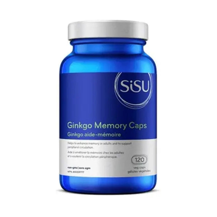 SISU Ginkgo Memory capsules, product packaging.