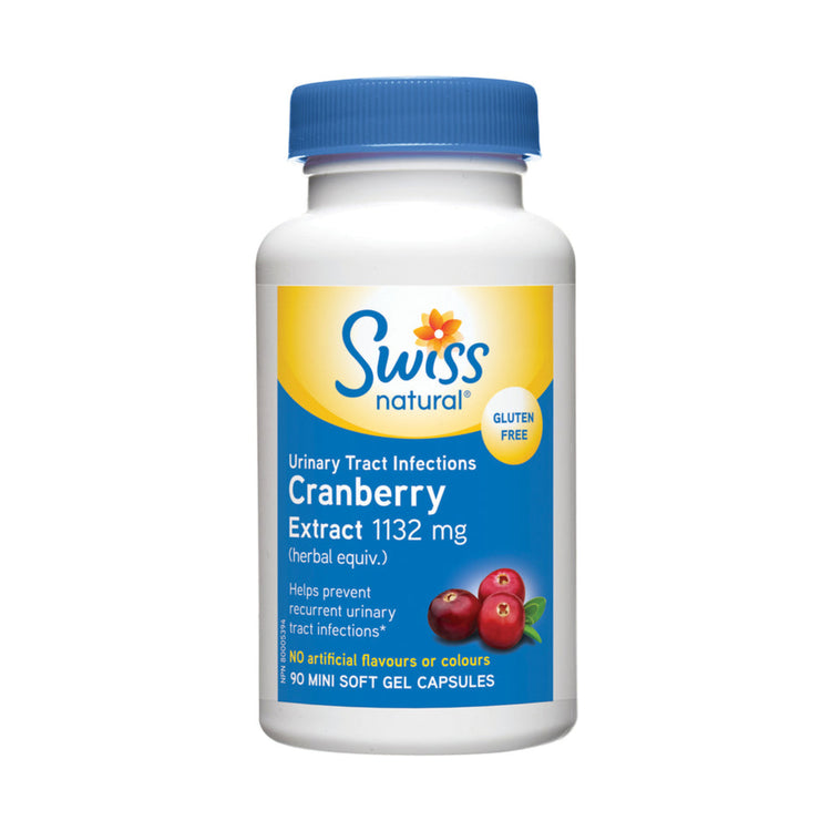 Swiss Natural Cranberry Extract 90 capsules, product packaging.
